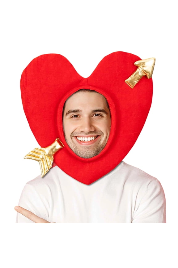 3D Heart Shaped Cap,Cupid Pretend Props Heart Shaped Hat With Arrow,Funny Novelty Hat Club Party Festive Arrow Heart Hat,Unisex Couple Hair Accessories For Valentines Day
