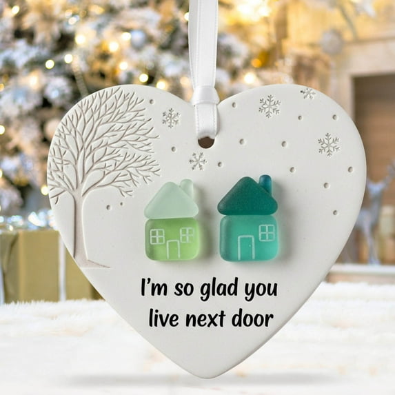 3D Heart-Shaped Sea Glass Friendship Decor 3.1" Handcrafted Friendship Christmas Hanging Ornaments for Christmas Tree, Timeless Friendship Heart Keepsake, Friendship Gifts for Best Friend