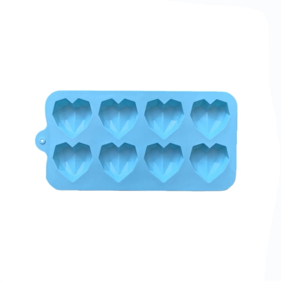 3D Heart Shaped Silicone Mold, 8-Cavity Heart Shaped Mold, Chocolate Molds, Valentine's Day Cake Mold, Dessert Baking Mold, Non-Stick Food Mold, Blue 7.95x4 Inch (1Pcs)