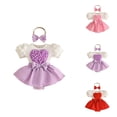 thumbnail image 1 of 3D Heart Sleeve Bow Tie Romper Jumpsuit Dress with Headband, Baby Girl Valentine's Day Outfit with Tulle Tutu Skirt Set, Plush Puff Sleeve Jumpsuit for Toddler Photo, 1 of 9