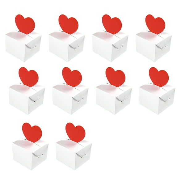 3D Heart Valentine's Day Folding Gift Box Set - Red Love Themed Mini Present Packaging, 10 Pack of Assorted Decorative Paper Boxes for Small Gifts and Candy,white