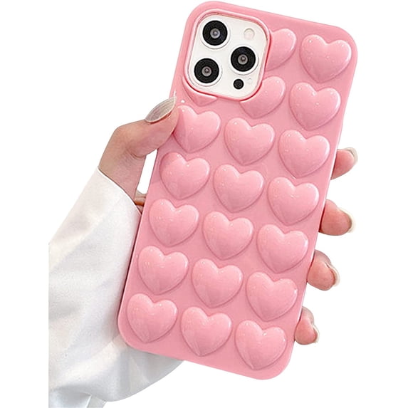 3D Hearts Case Compatible with iPhone 11 Pro, Cute Design Soft Protective Case Protective Cover for Girls Women (Pink, iPhone 11 Pro)