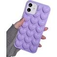 thumbnail image 1 of 3D Hearts Case Compatible with iPhone 12, Cute Design Soft Protective Case Protective Cover for Girls Women (Purple, iPhone 12), 1 of 14