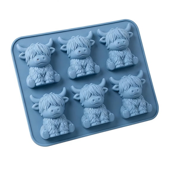 3D Highland Cow Ice Cube Tray, Large Silicone Fun Shapes Ice Cube Mold for ,Cocktails, Bourbon, Cute Highland Cow Gifts for Holiday Stocking Stuffers