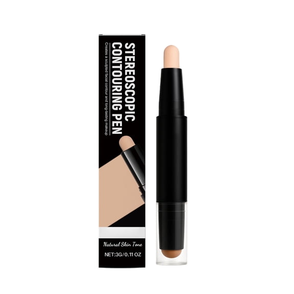 3D Highlighter Contour Stick (Natural) - Creamy Face Illuminator for Glow - Buildable Shimmer for Sculpted Look