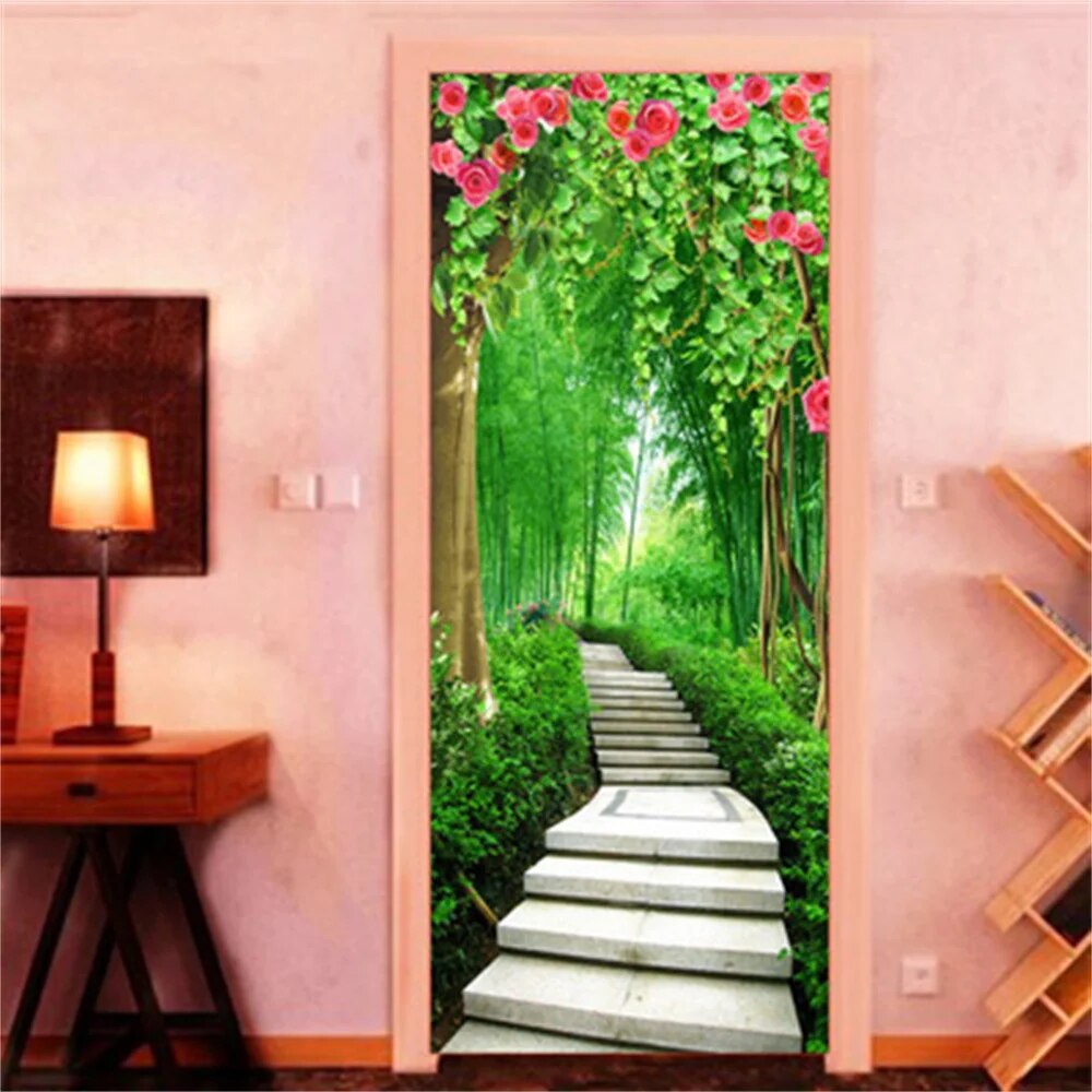 3D Highway Door Sticker Dazzling Sunshine Wallpaper Decal Natural