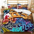 thumbnail image 1 of 3D Hip-Hop Graffiti Duvet Quilt Cover Art Bedding Set Double Pillowcase, 1 of 4