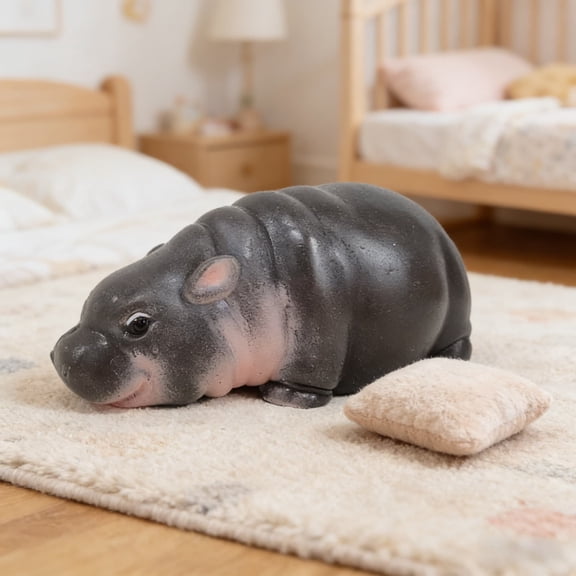 3D Hippo, Hippo Resin Figurines, Figurine Small Tabletop Statue, Portable Hippopotamus Sculpture for Bookshelf, Bedroom