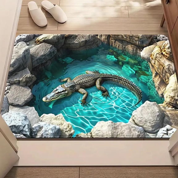 3D Hole Rug - Funny Optical Illusion Carpet for Living Room, Bedroom, Pranks, Pet Play - Waterproof & Easy Clean, 15.7" x 23.6"