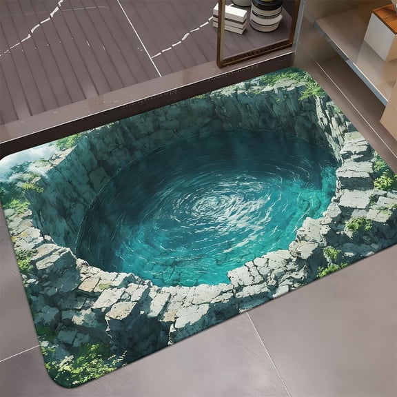 3D Hole Rug,Rugs That Look Like a Hole,Dog Gets Scared of 3D Carpet, Optical Illusion Rugs,Funny Carpet to Prank for Holiday Entryway Living Room Front Door Bedroom