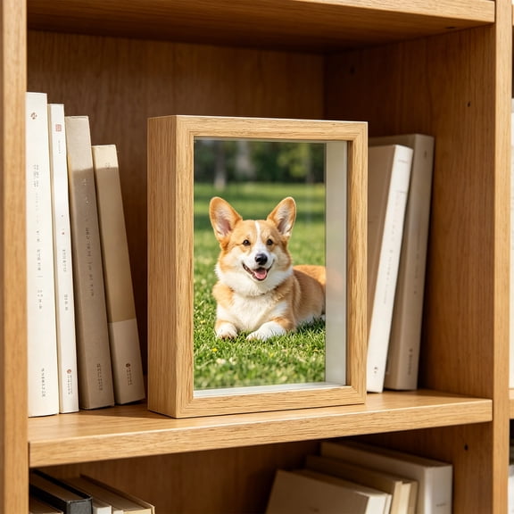 3D Hollow Shadow Box Photo Frame, DIY Desktop Display for Dried Flowers and Specimens, Wooden Craft Frame with Deep Interior for Keepsakes, Black White Khaki Options, 5.9 x 3.9 x 1.9 in