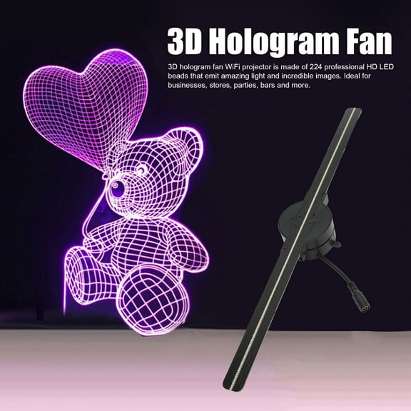 3D Hologram Advertising Fan HD Wi-Fi Holographic Display Air Fan Video Projector 224 Lights 16.5 inch