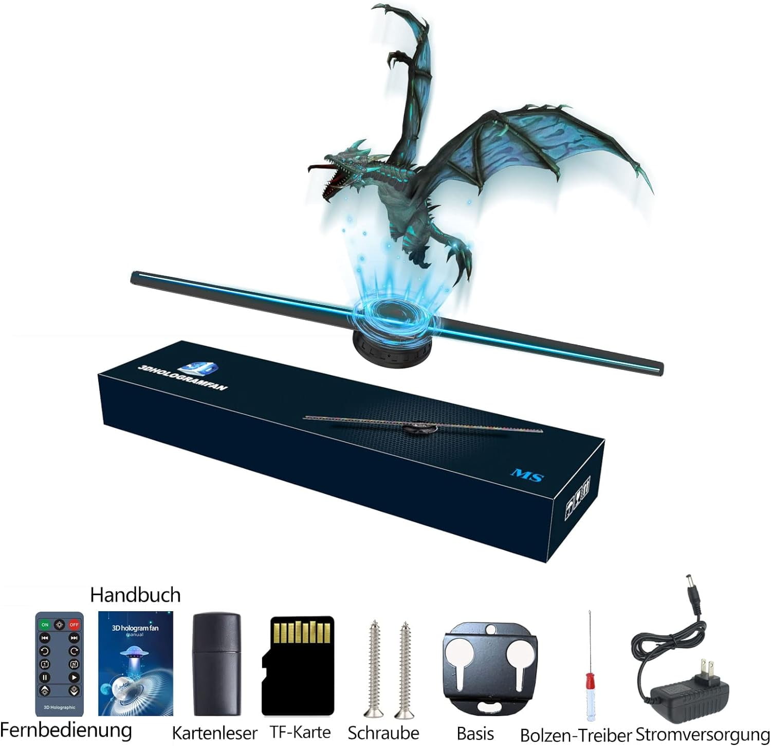 3D Hologram Fan,16.5 Inch 3D Hologram Projector Advertising Display with 1.2 Inches Thick, 700 Video Library and 224 LED for Business Store Signs,Bar,Casino,Party,halloween Missyou
