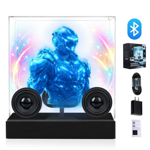 3D Hologram Fan with Bluetooth Speaker, 10" Holographic Display LED Photo Frame for Wedding Party, APP Control for Videos & Pictures, 20W Stereo Sound for Home & Store Advertisement & Gift