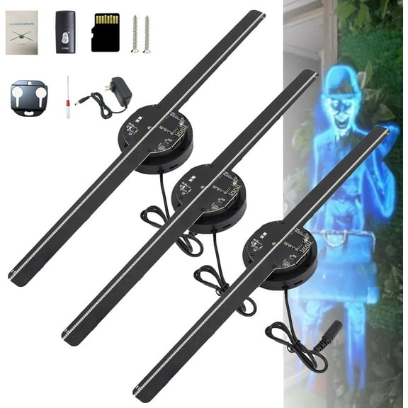 3D Hologram Fan Halloween, Led Fan Hologram Halloween, 3D Fan Hologram Projector Halloween, 3D Hologram Projector Halloween, Halloween Hologram Fan, 3D Hologram Led Fan Display Halloween (3sets)