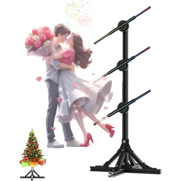 3D Hologram Fan Projector with WiFi, Remote Control, and Bluetooth, Holographic Christmas Tree Projector for Shop, Bar, Halloween, Party