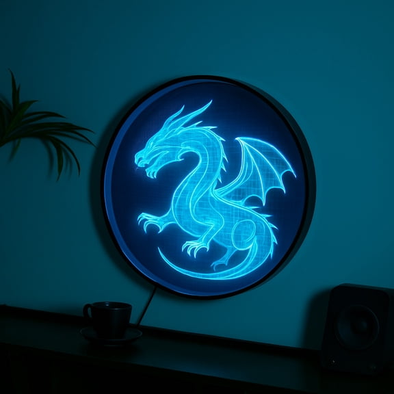 3D Hologram Infinity Mirror Wall Light, 16.5" LED Tunnel Projection Lamp & Makeup Mirror, Customizable Image Display with 8GB Card for Home Decor, Gaming Room, Bar