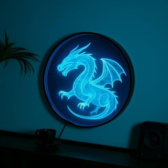 3D Hologram Infinity Mirror Wall Light, 16.5" LED Tunnel Projection Lamp & Makeup Mirror, Customizable Image Display with 8GB Card for Home Decor, Gaming Room, Bar