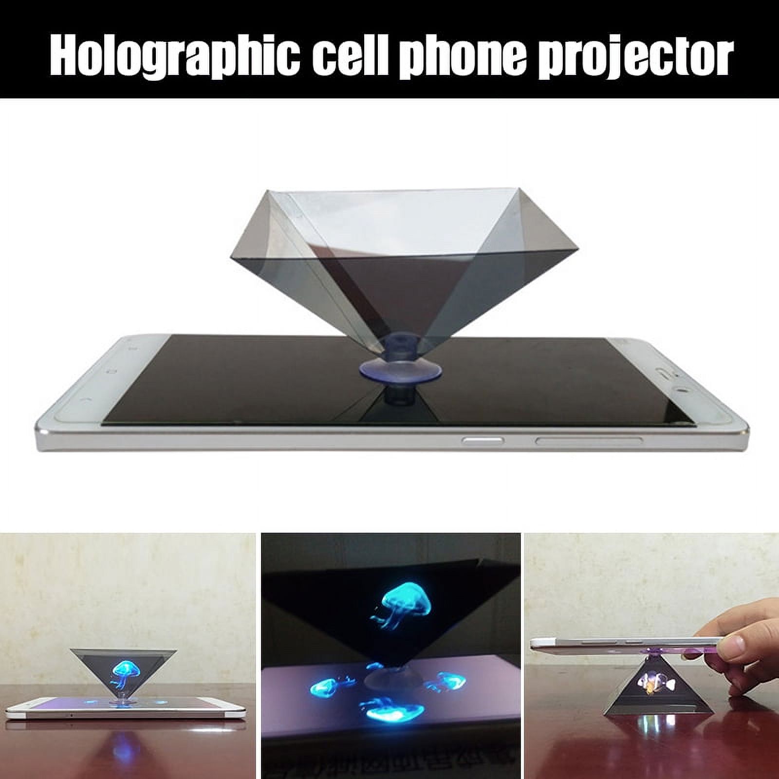 3D Holographic Durable Portable Projector With Pyramid Display Support 