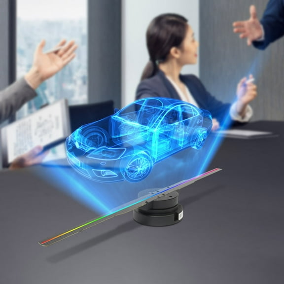 3D Holographic Fan Hologram Fan Projector 1080P LED Light RGB Sign Bar+Control for Shops, Retail Chain Stores