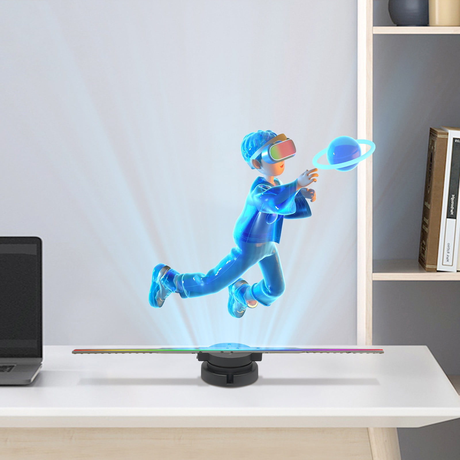 3D Holographic Fan Projector, LED Display with Adjustable Brightness for Innovative Advertising (RGB, High Resolution)
