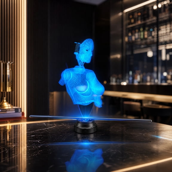 3D Holographic Fan Projector night light projector, Home Atmosphere Decor, Custom Video LED Display for Events Retail Booths Parties Advertising Windows Walls and Decorative Visual Effects