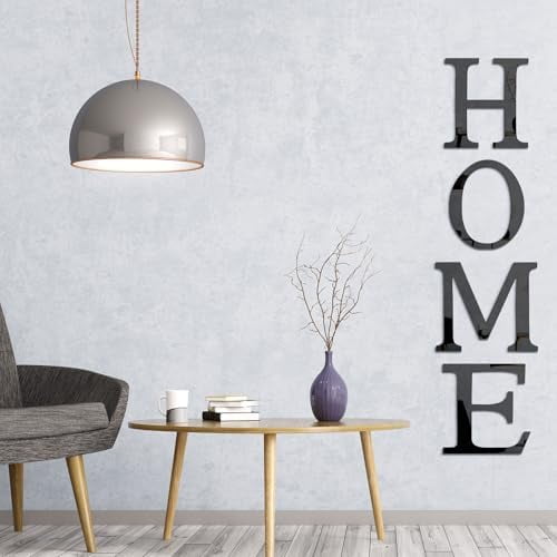 3D Home Wall Decor Letter Sign Acrylic Mirror Wall Decor Stickers Family Farmhouse Decals for Home Room Bedroom Mirror Decoration 47x 11.8 Inch(Black)