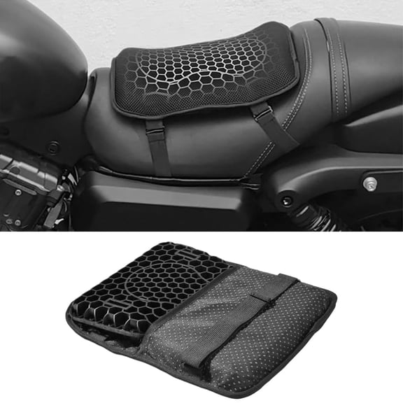 3D Honeycomb Gel Motorcycle Seat Cushion  Summer Ventilation Cool Airflow Breathable Pad for Hot Weather Riding, Shock-Absorbing Pressure Relief Universal Fit Motorbike Cover (Black)