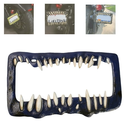 3D Horror Shark Creature Teeth License Plate Frame Durable Car Accessory Funny Vehicle Plate Frame for Cars Trucks SUV