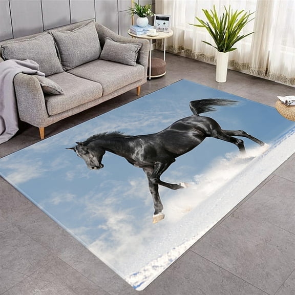 3D Horse Pattern Carpet for Living Room Animal Area Rug Bedroom Bedside Anti-slip Mat Entr
