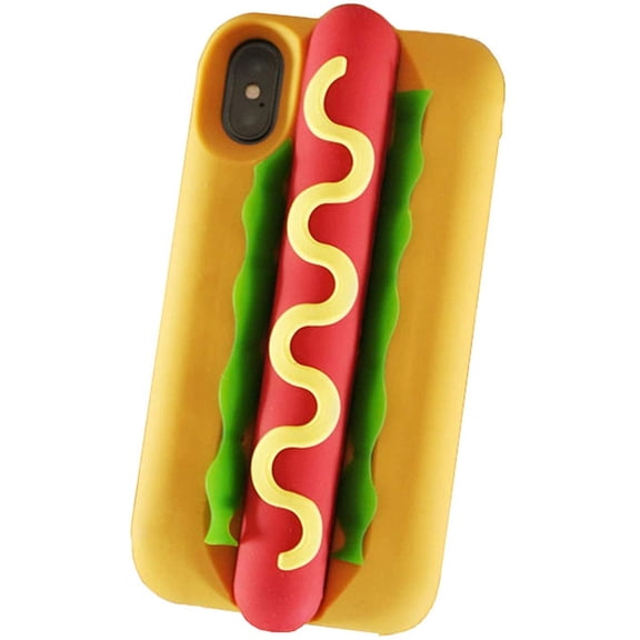 3D Hot Dog Case Compatible with iPhone 12 Mini, Creative Cool Fun Cartoon Hamburger Soft Silicone Case Rubber Bumper Protection Cover (Hot Dog, iPhone 12 Mini)