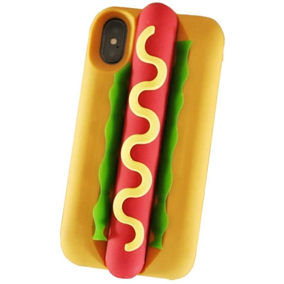 3D Hot Dog Case Compatible with iPhone 11, Creative Cool Fun Cartoon Hamburger Soft Silicone Case Rubber Bumper Protection Cover (Hot Dog, iPhone 11)