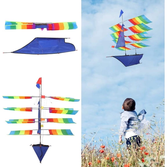 3D Huge Rainbow Sailboat Kite for Outdoor Sports and Children's Game Activity