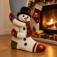 thumbnail image 1 of 3D Hugging Christmas Socks, Cute Knit Holiday Socks, Soft Stretchy Adult Winter Socks, Cozy Hand Crocheted Novelty Socks for Holiday Party Home Wear, 1 of 6
