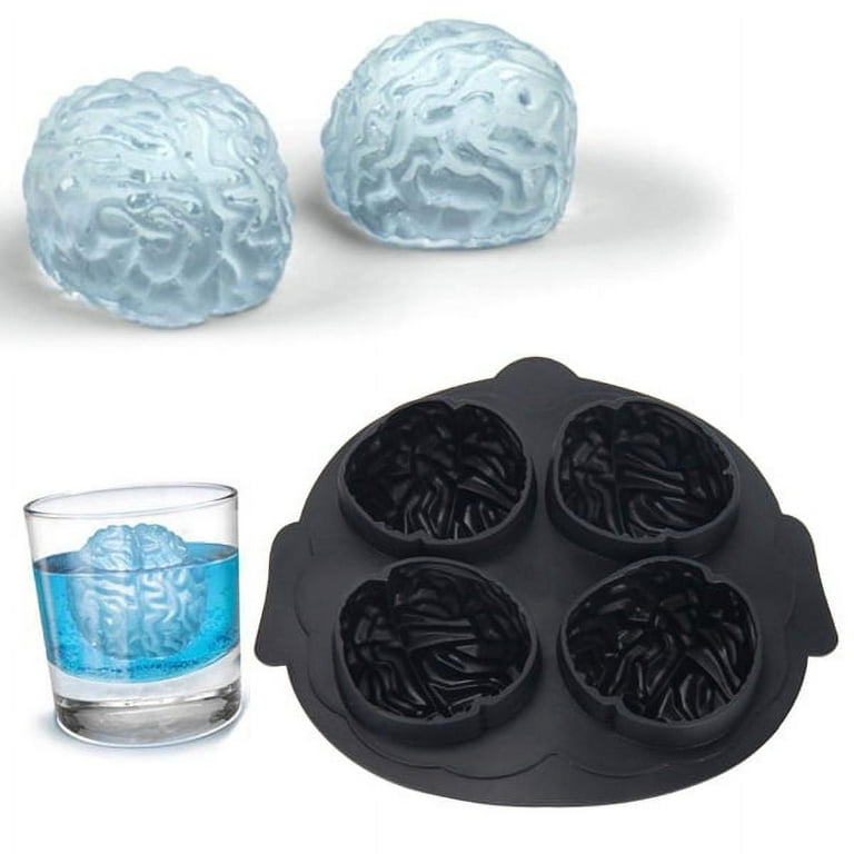 Ice Cube Maker 3D Mold Brain. Bar Party Silicone Trays Fun Shapes Molds,  Silicone Mold for ice, chocolate cakes designs - Black (2 Pack), New