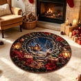 thumbnail image 1 of 3D Illusion Christmas Doormat – 23.62in Round Non-Slip Polyester Mat, Absorbent & Easy Clean, for Front Door Kitchen Bathroom Holiday Decor, 1 of 6