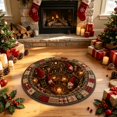 thumbnail image 1 of 3D Illusion Christmas Rugs,23.62" Optical Illusion Round Mat, Machine Washable, Velvet Christmas Decor, Living Room & Bedroom, Festive Holiday Decor(A), 1 of 6