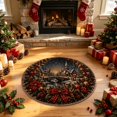 thumbnail image 1 of 3D Illusion Christmas Rugs,23.62" Optical Illusion Round Mat, Machine Washable, Velvet Christmas Decor, Living Room & Bedroom, Festive Holiday Decor(B), 1 of 6