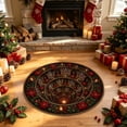 thumbnail image 1 of 3D Illusion Christmas Rugs,23.62" Optical Illusion Round Mat, Machine Washable, Velvet Christmas Decor, Living Room & Bedroom, Festive Holiday Decor(E), 1 of 6