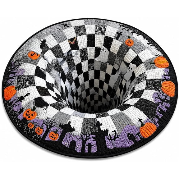 3D Illusion Halloween Rug, Non-Slip Spooky Optical Illusion Skeleton Rug Modern Home Decor For Bathroom Bedroom Living Room(RL)