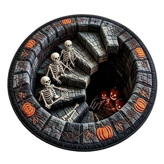 3D Illusion Halloween Rug, Spooky Round Floor Mat â 15.7" Washable Non- Polyester Carpet for Entryway, Living Room & Seasonal Home Decor