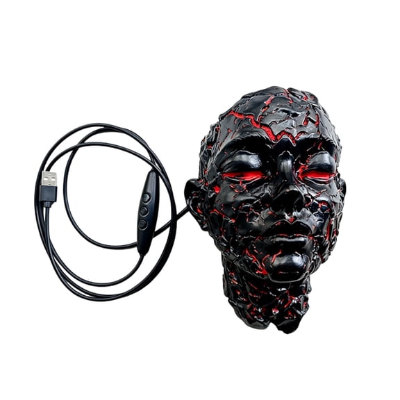 3D Illusion LED Wall Light, Gothic Cracked Lava Face Sconce with Red Glowing Eyes, Wireless Battery Operated Touch Control Night Light for Hallway Entryway Game Room Decor