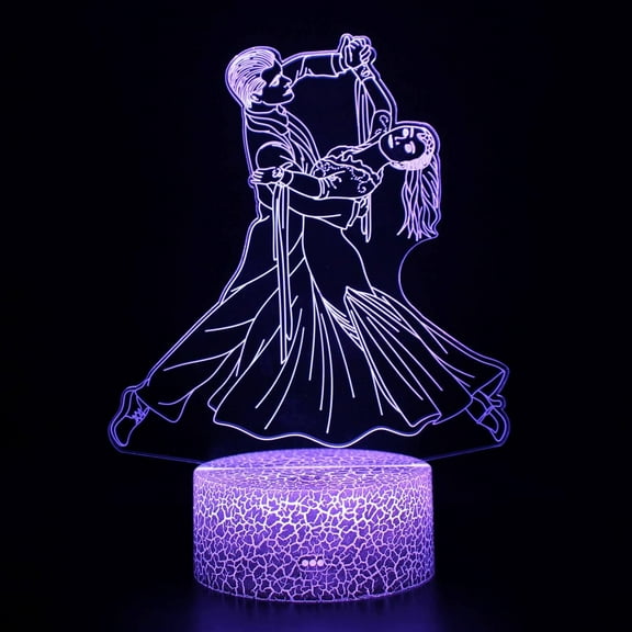 3D Illusion Lamp Double Dance Mood Light 7 Colour Changing Acrylic LED Night Light USB Cables Bedroom Desk Decoration Children's Lamps Crack Base: Colorful Touch