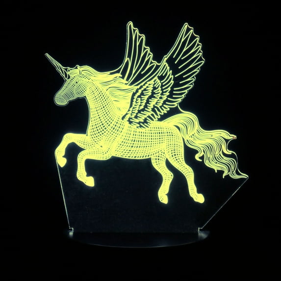 3D Illusion Lamp Flying Unicorn Night Light Touch Table Desk 7 Color Changing LED Figure Decoration Kids Holiday Gift