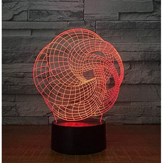 3D Illusion Night Light Spiral Desk Lamp, 3D Novelty Lamps, Creative RGB Led, Christmas Birthday Decorations Gifts for Boys and Girls, Party Decor Knot, 16 Colors