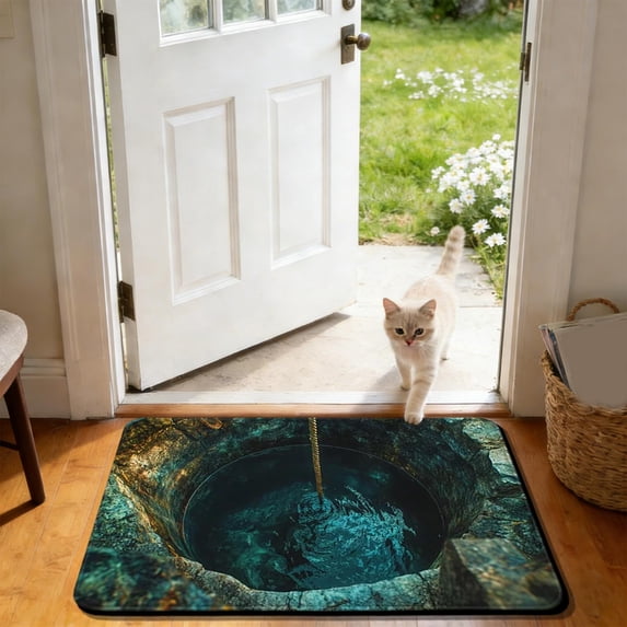 3D Illusion Non-Slip Bath Mat, Super Absorbent Quick Dry Bathroom Rug, 16x24 Inch Modern Door Mat for Bathroom Shower Entrance, Machine Washable