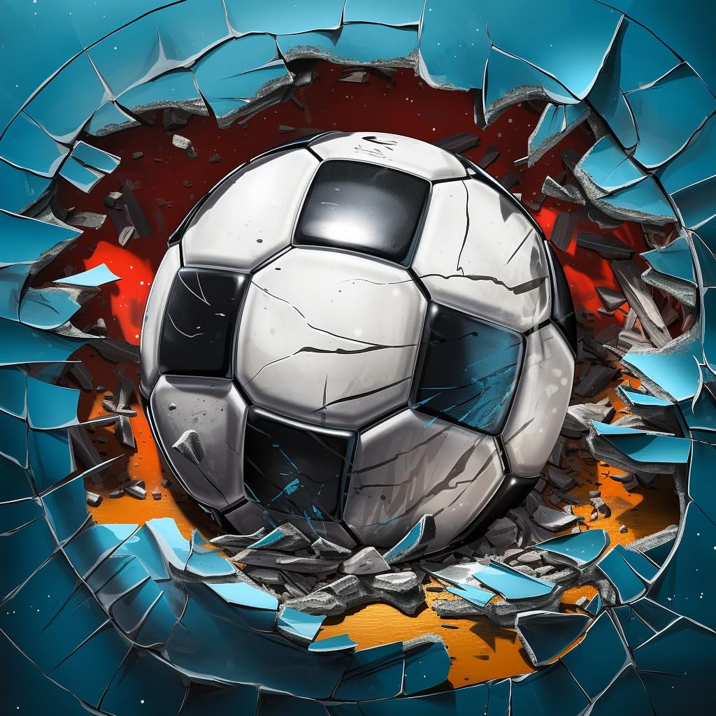 3D Illusion Soccer Ball in Wall DIY 5D Diamond Art Painting by Number ...