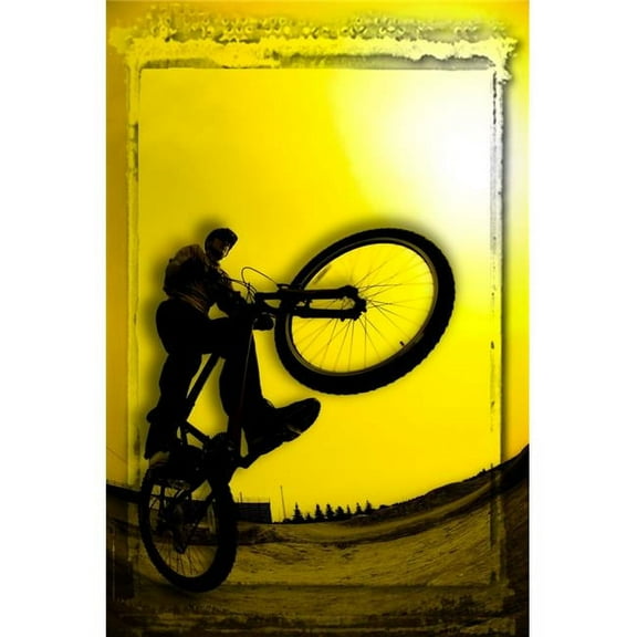 3D Image of Silhouette of Cyclist Poster Print by Corey Hochachka 11 x 17