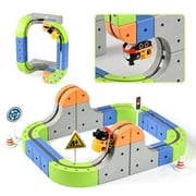 3D Infinity Track Set, Magnetic Electric Train Toy with Anti-Gravity Loop & Assembly Tool, Building Kit for Kids 3+