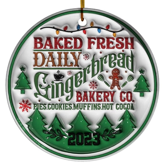 3D Inflated Baked Fresh Daily Gingerbread Bakery Co Ornament, Custom Christmas Ornament, Puffy Christmas Round, Mini Ornaments For Mini Chrismas Tree, Christmas Birthday Gifts